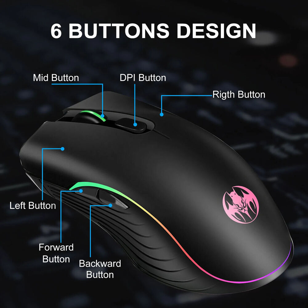 7 Color LED Backlight Wireless USB Rechargeable Gaming Mouse