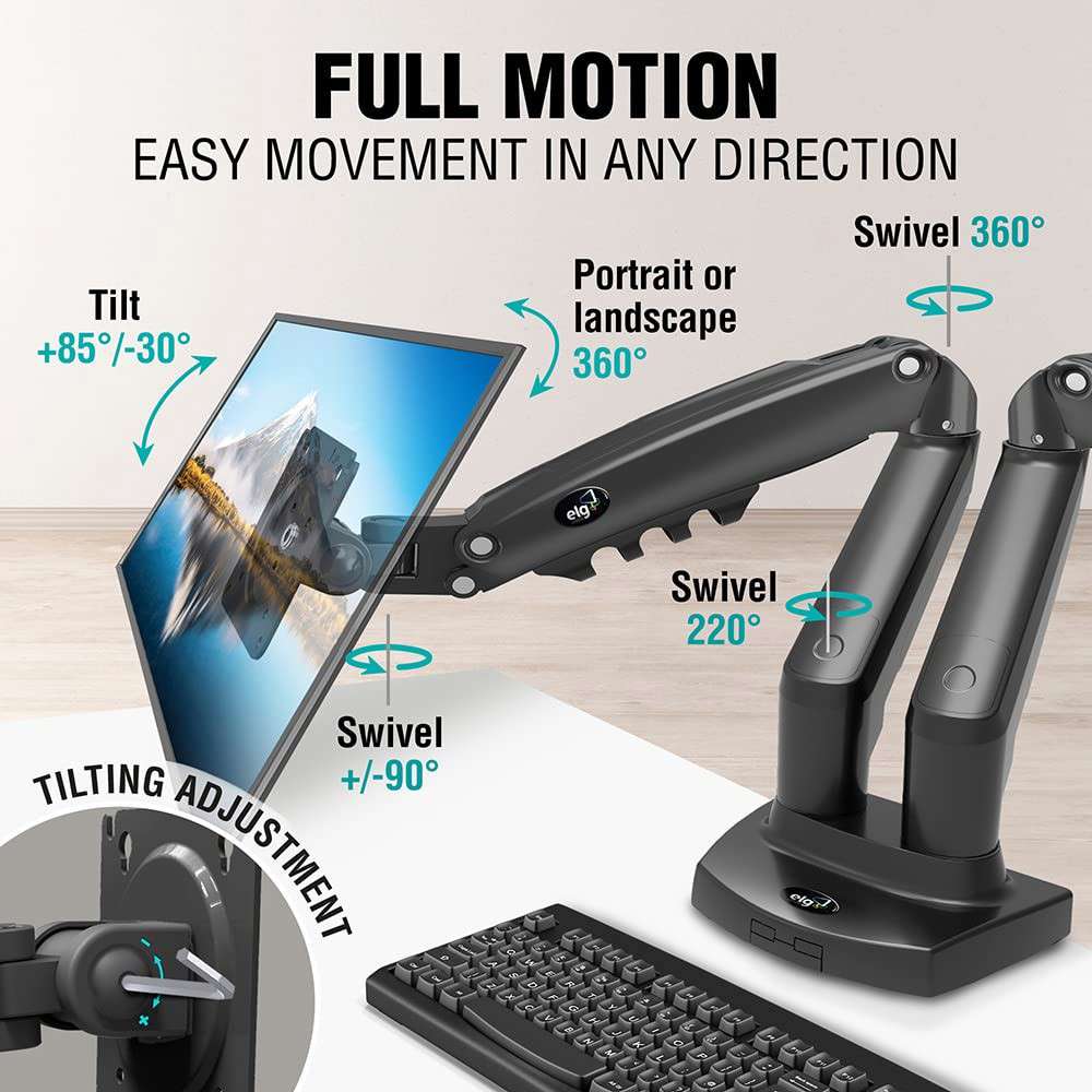 Full Motion Swivel Dual Monitor Desk Mount Stand
