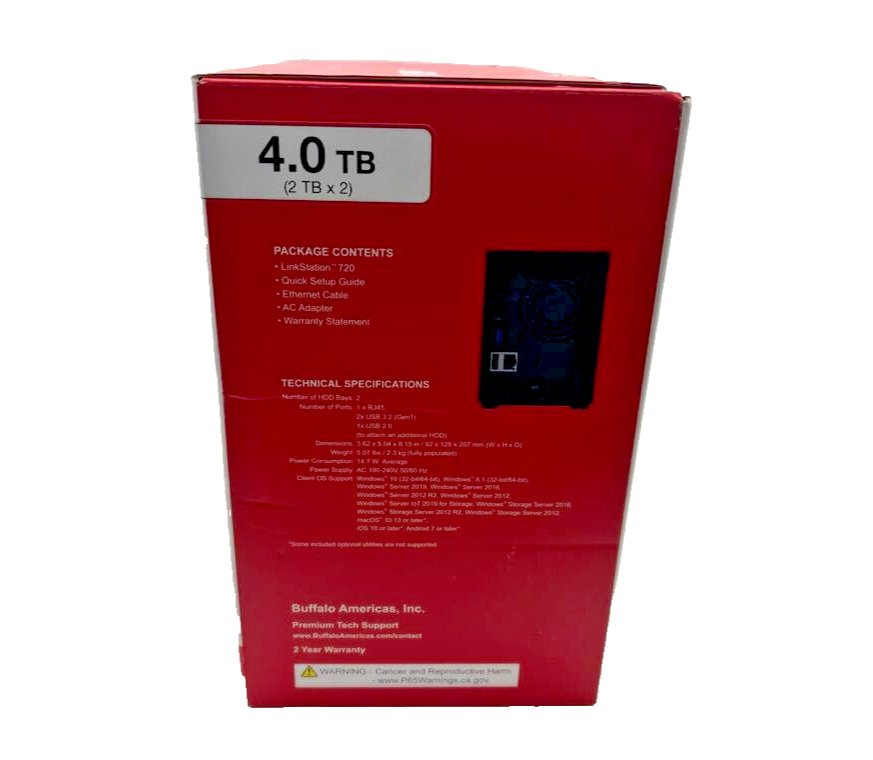 Buffalo LinkStation 720 4TB NAS with Dual 2TB Hard Drives