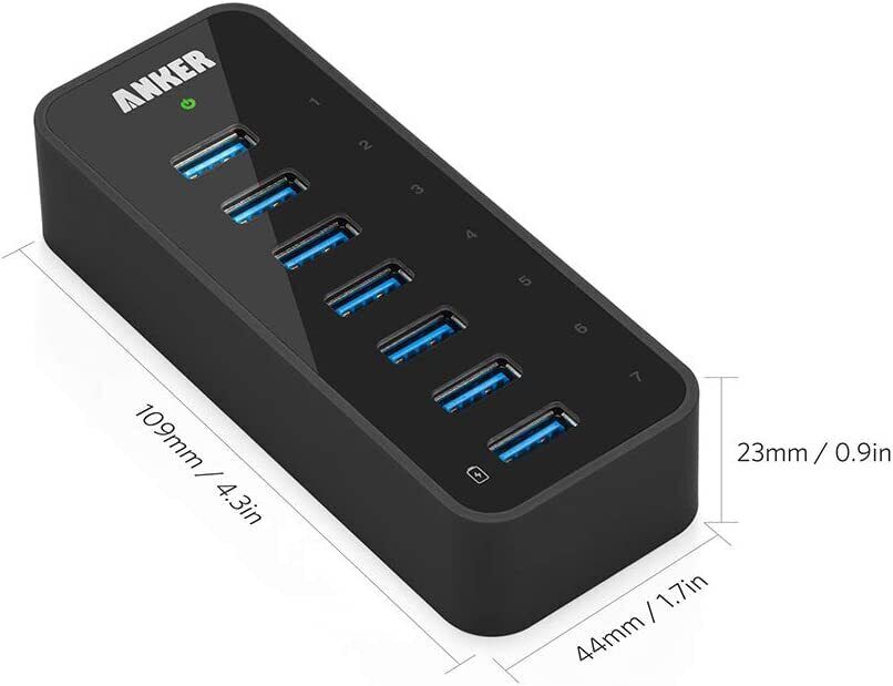 Anker 7-Port USB 3.0 Data Hub with Power Adapter