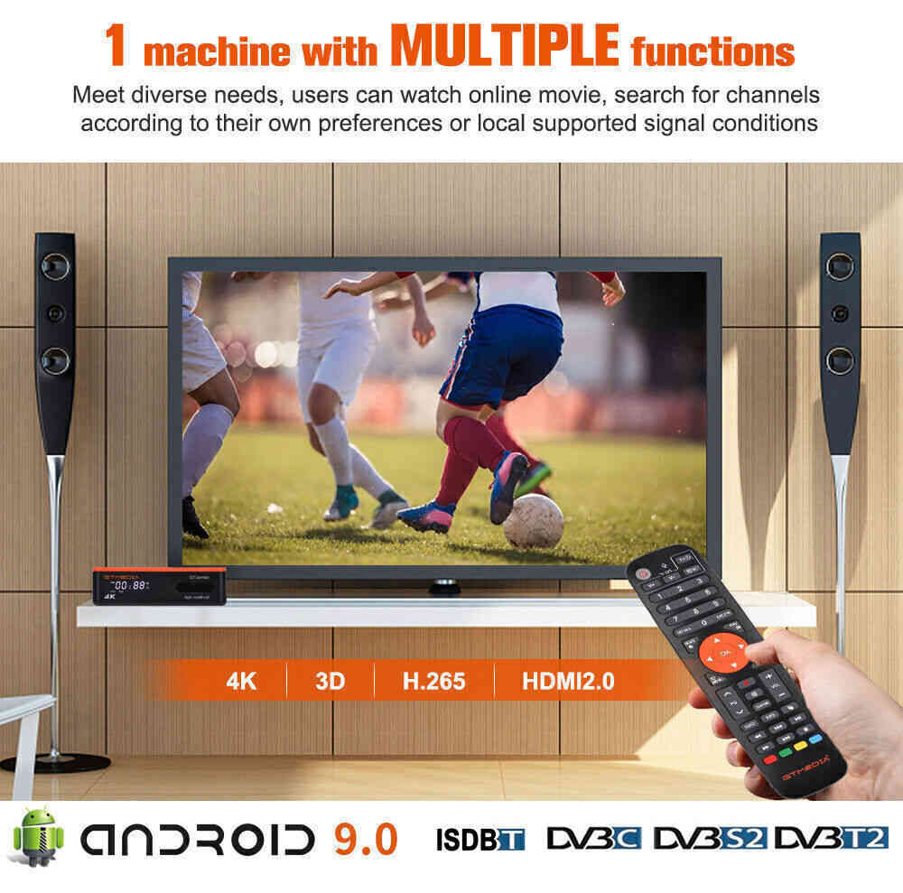 4K UHD FTA DVB-S2/S2X/ATSC 3.0 Combo Satellite TV Receiver Android Smart TV BOX