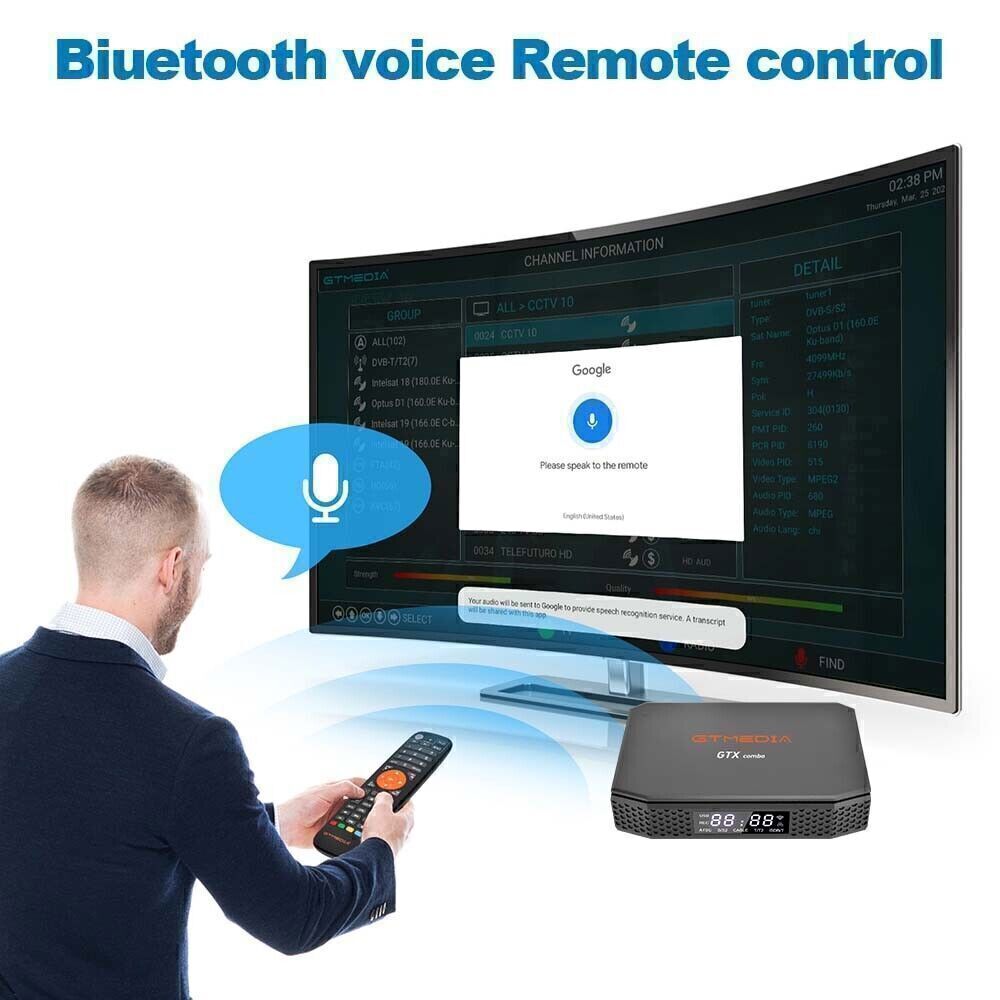 8K UHD DVB-S2/S2X/T2/C Satellite Receiver Android Smart TV Box with 1000M LAN and CI+ Slot
