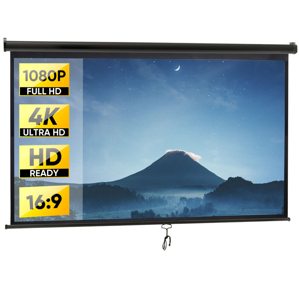 4K 16:9 HD Pull Down Projector Screen for Home Theater