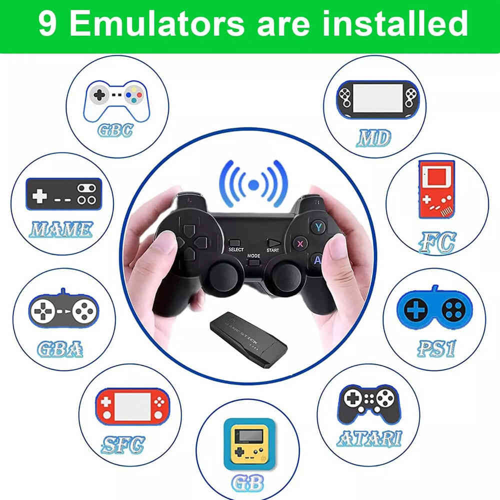 4K HDMI TV Game Stick with 64GB Storage and Wireless Gamepad