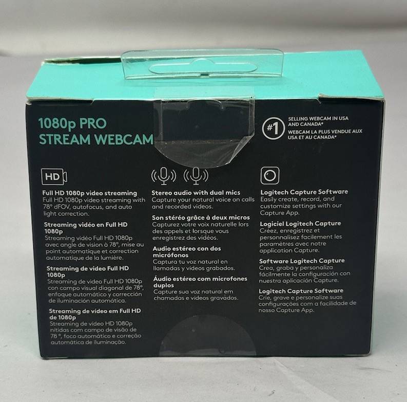 Logitech Pro 1080p Stream Webcam - High-Quality Video for Streaming and Conferencing