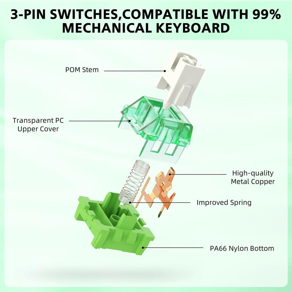 MAMBA SNAKE Jelly Switches for Mechanical Keyboard DIY, 50gf Tactile Keyswitch