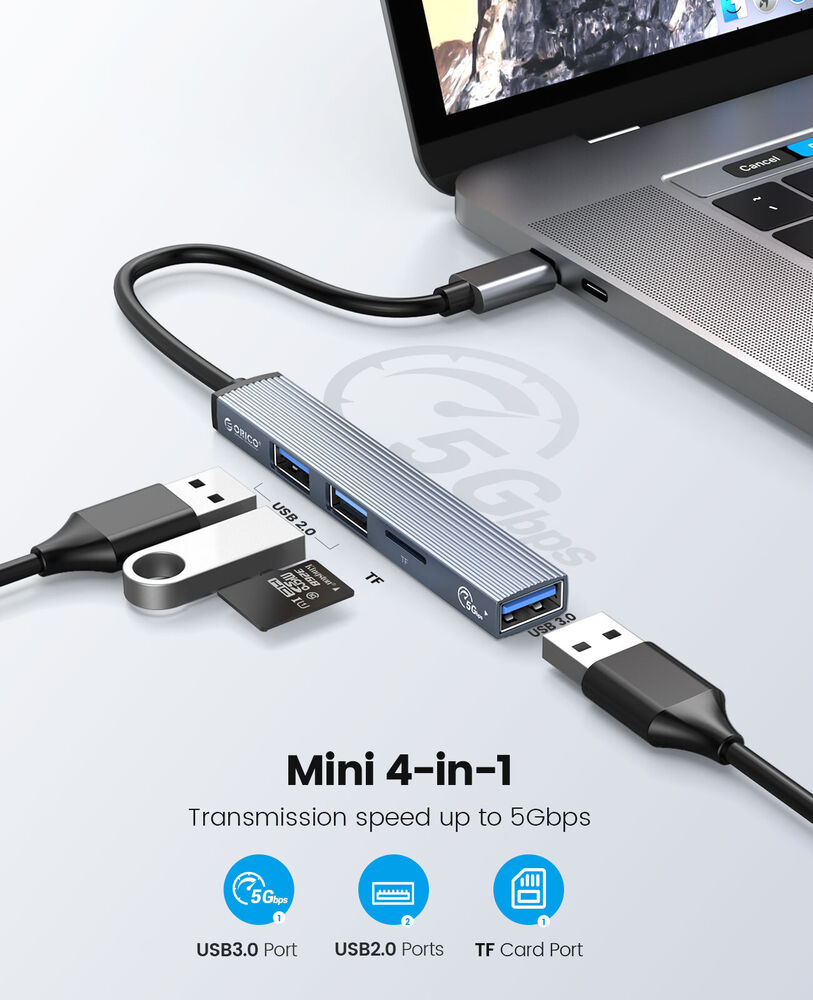ORICO Aluminum Type C HUB 4 Port USB 3.0 2.0 Ultra Slim Card Reader