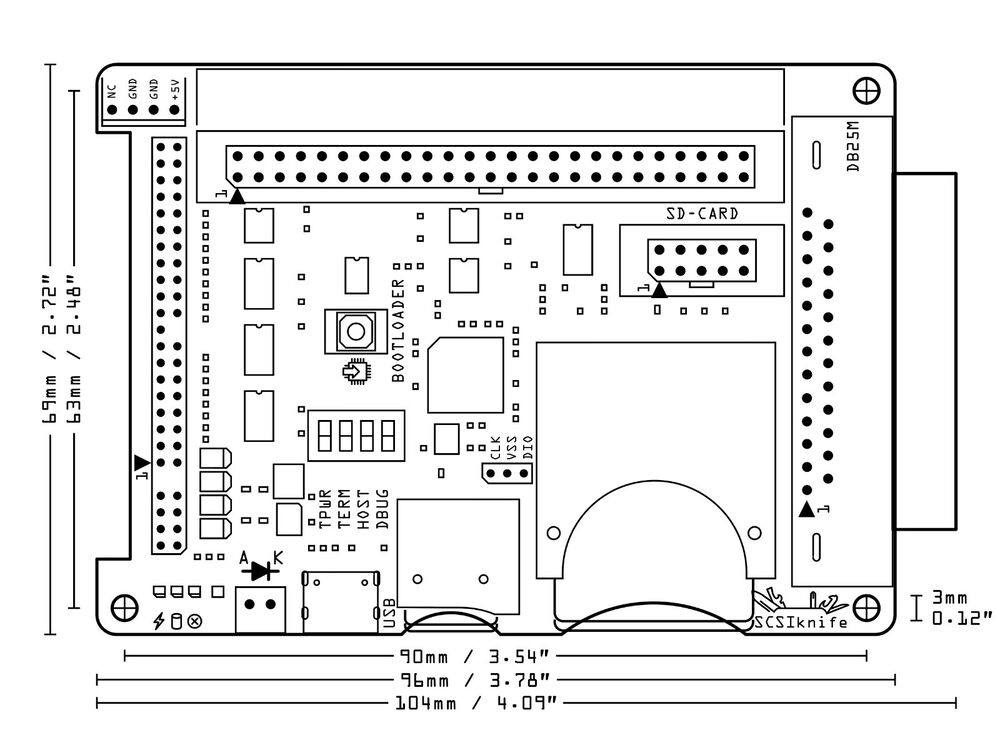 SCSIknife - ZuluSCSI™ & BlueSCSI Compatible Solid State SCSI Hard Drive Emulator