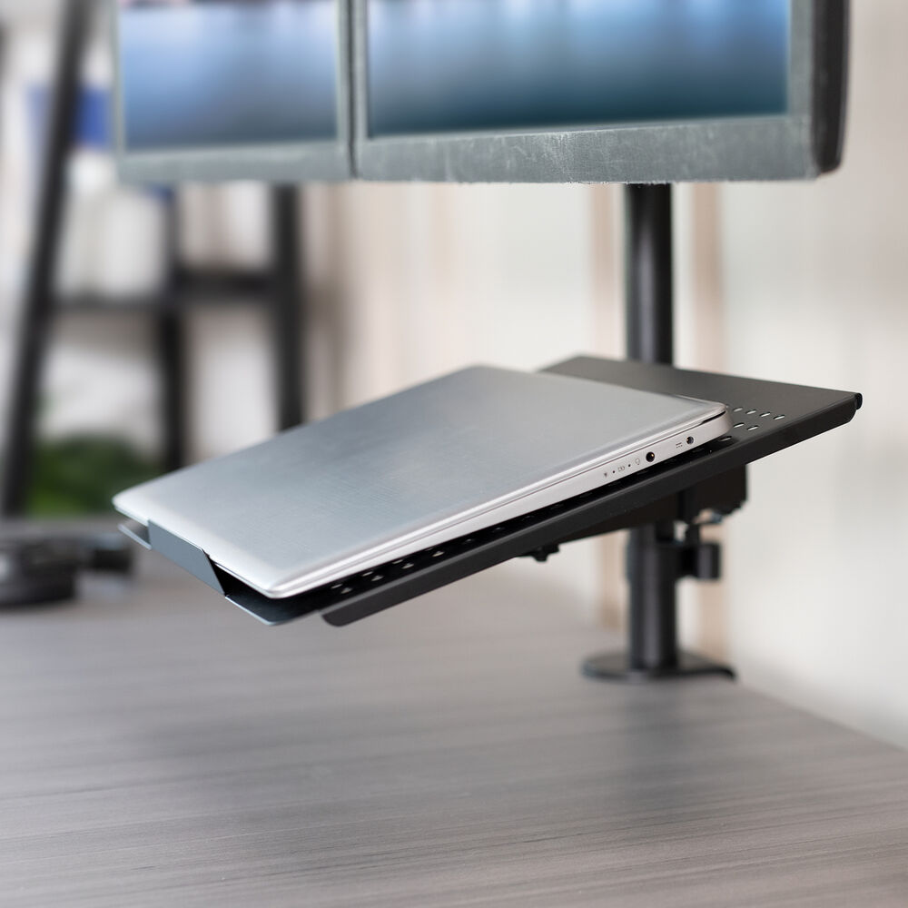 VIVO Dual 13 to 27 Monitor Mount with Laptop Holder, Tall Adjustable Stand