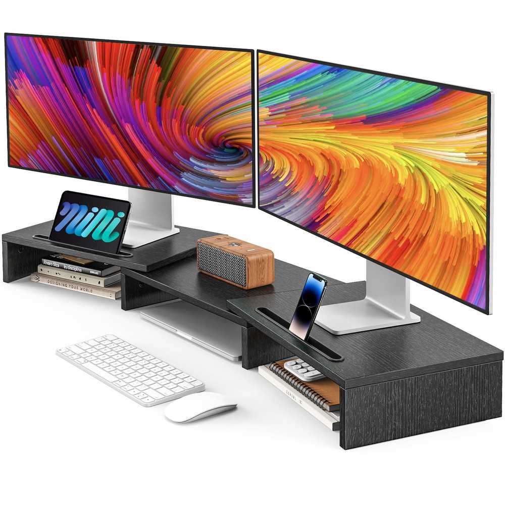 Adjustable Dual Monitor Stand Riser with Storage for 2 Monitors
