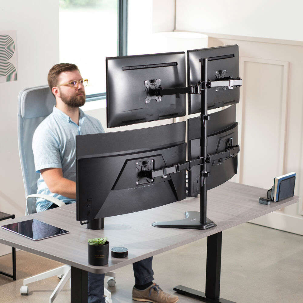 VIVO Quad Monitor Desk Stand Mount - FreeStanding Adjustable for 4 Screens up to 30 Inches