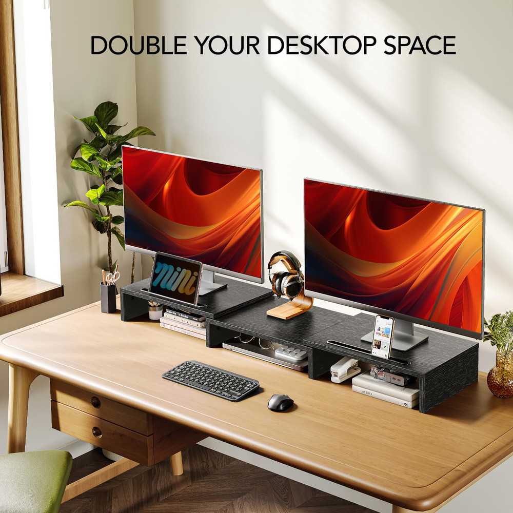 Adjustable Dual Monitor Stand Riser with Storage for 2 Monitors