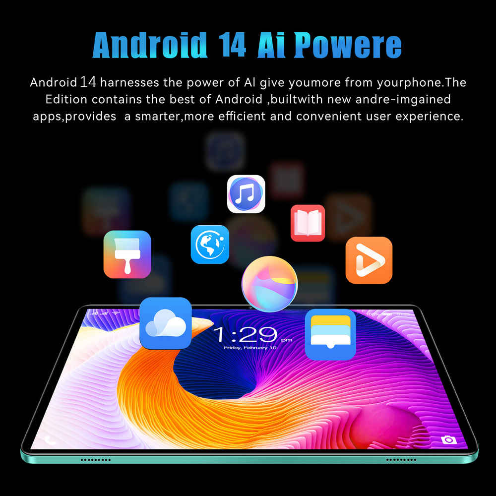 10.1 Inch Android 14 Tablet PC with 12GB RAM, 256GB Storage, Octa-Core Processor, 5G Wi-Fi, and 8000mAh Battery