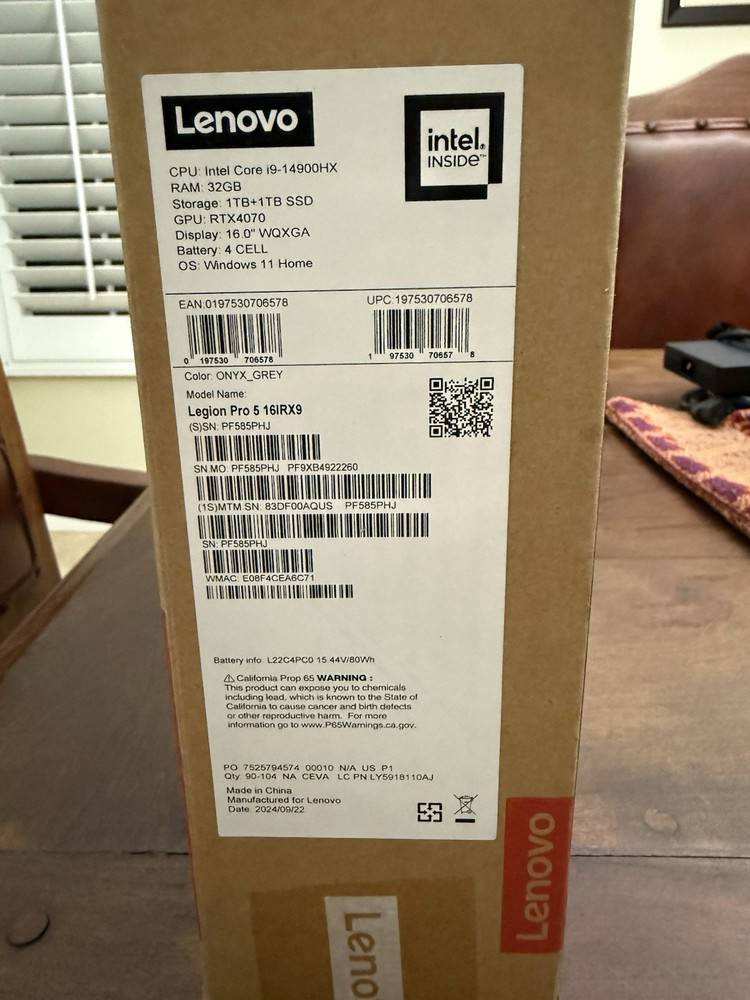 Lenovo Legion 5 Pro 16 Gaming Laptop - i9-14900HX, 32GB RAM, 2TB SSD, RTX 4070