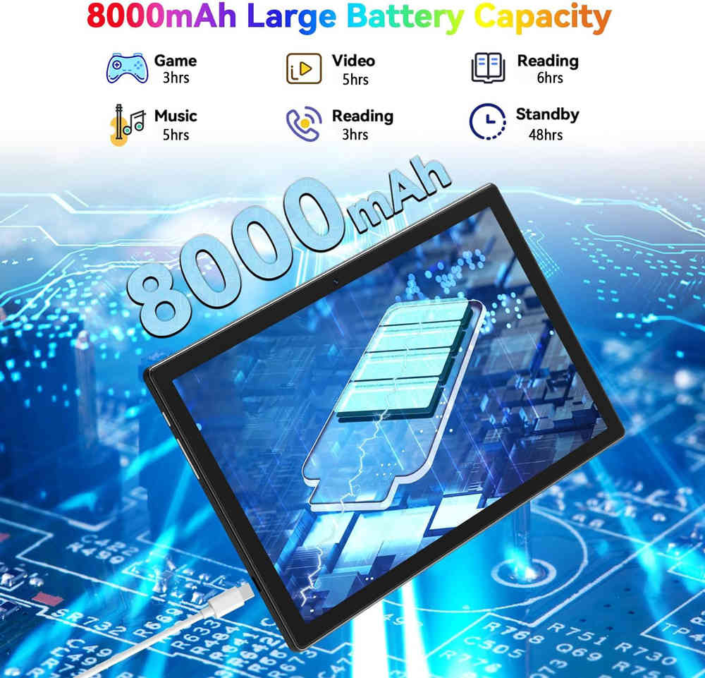 2025 Tab 10.1 Android 14 Tablet PC with 12GB RAM and 256GB Storage