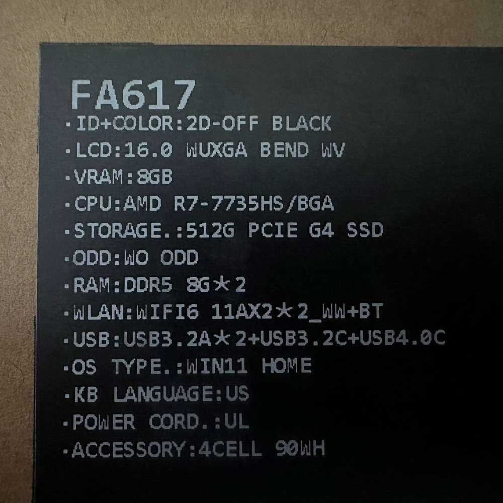 ASUS TUF A16 16 Gaming Laptop with RX 7700S, R7 7735HS, 16GB RAM, and 512GB SSD