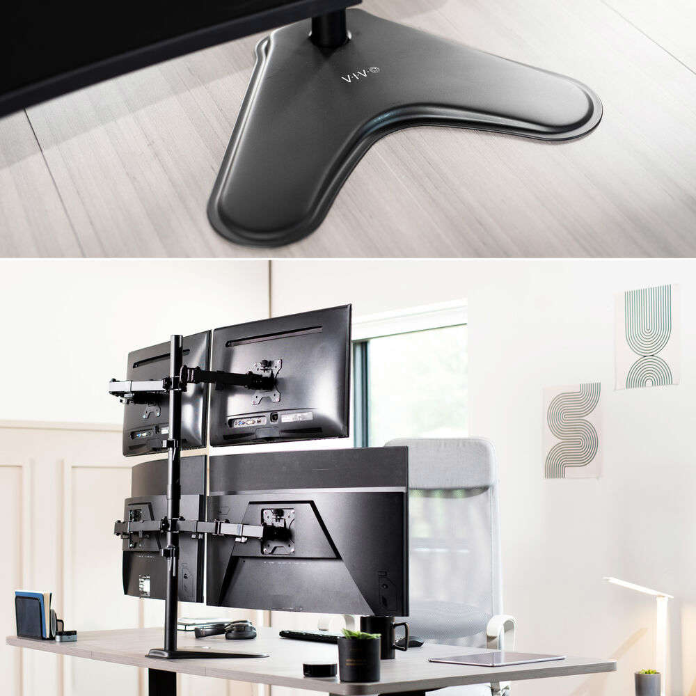 VIVO Quad Monitor Desk Stand Mount - FreeStanding Adjustable for 4 Screens up to 30 Inches