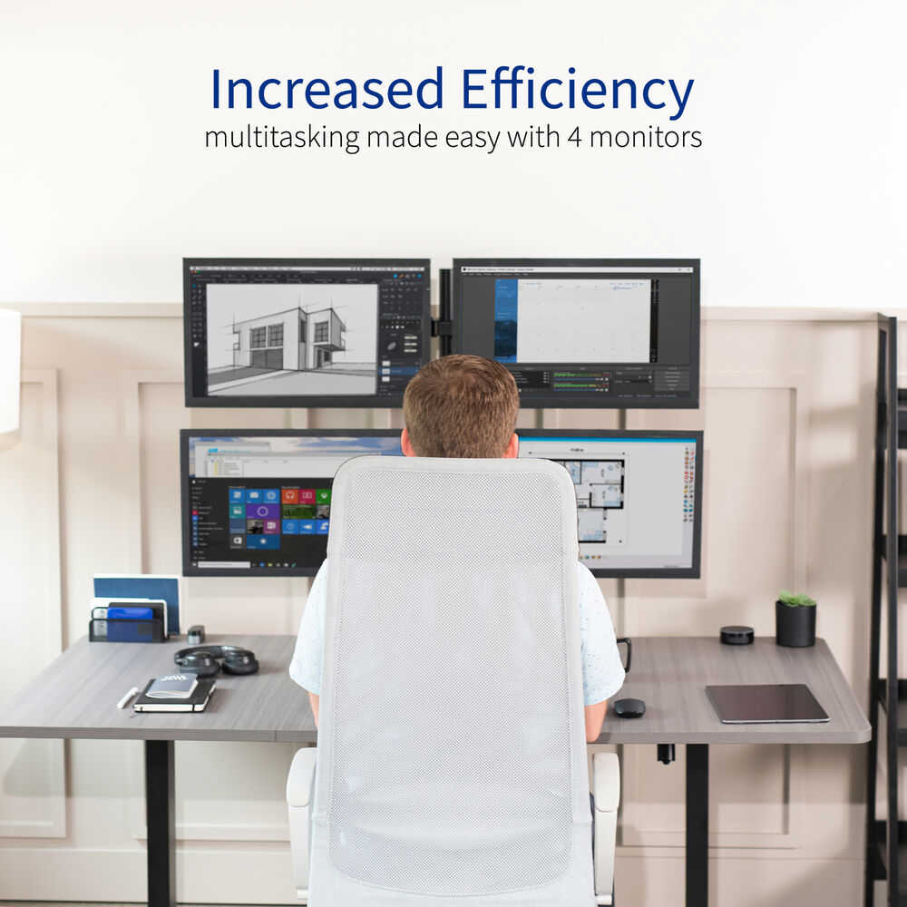 VIVO Quad Monitor Desk Stand Mount - FreeStanding Adjustable for 4 Screens up to 30 Inches