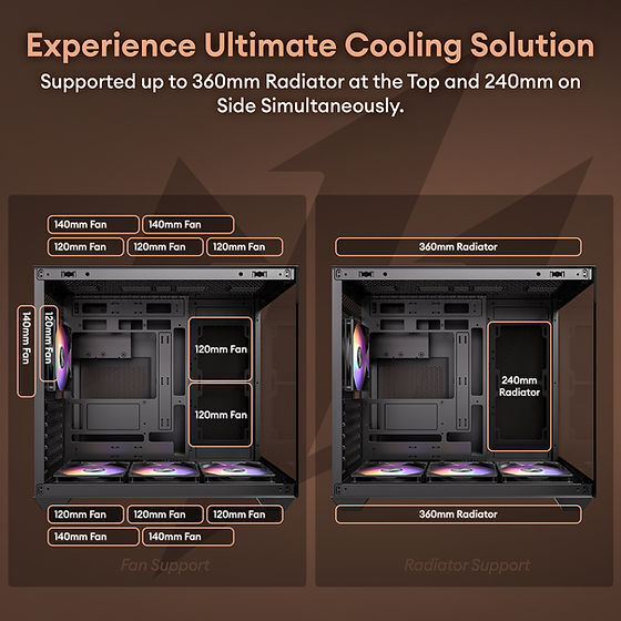 Okinos Mirage 6 ATX Mid Tower PC Case with Tempered Glass and Genuine Walnut Wood Finish, Includes 4 ARGB Fans