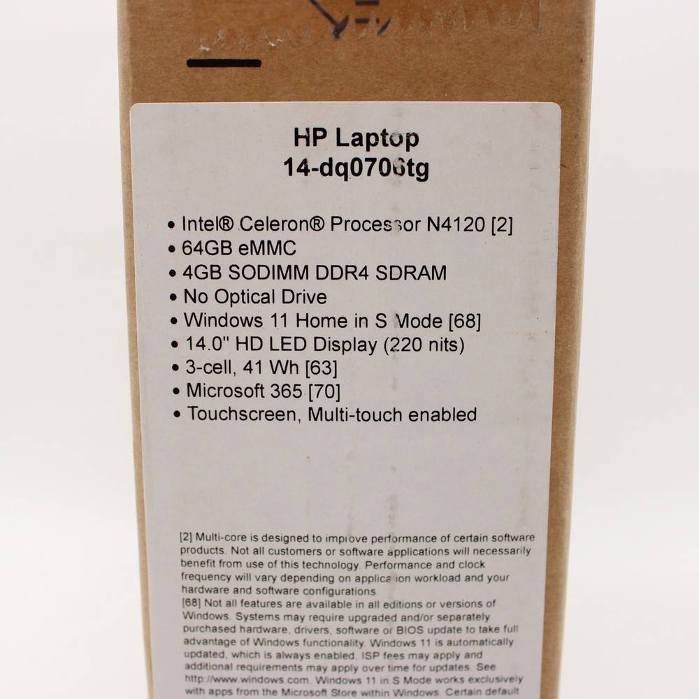 HP Laptop 14-dq0706tg 14" Intel Celeron N4120 4GB DDR4 64GB eMMC Windows 11 Home