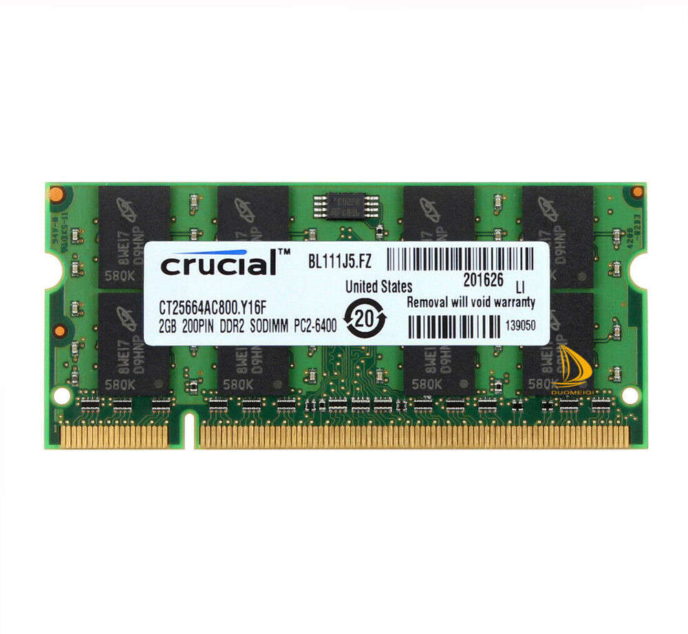 Crucial DDR2-800MHz Laptop Memory RAM (2GB, 4GB, 8GB)