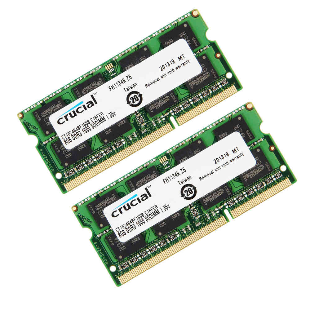 Crucial 16GB (2x8GB) DDR3L 1600MHz SODIMM Laptop RAM Kit