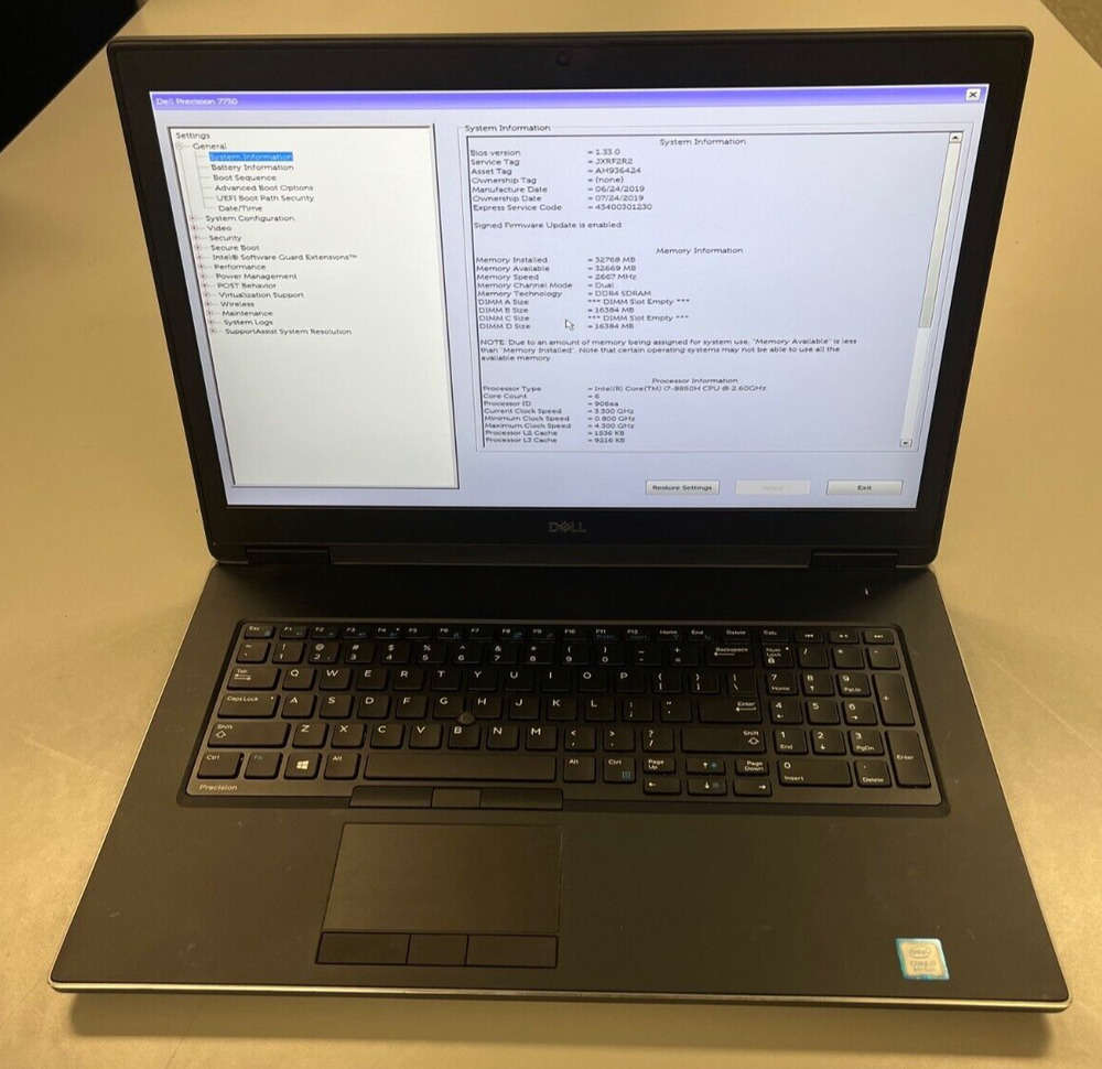 Lot of (2) Dell Precision 7730 17.3" Laptop - Intel i7-8850H, 32GB RAM, Nvidia P3200