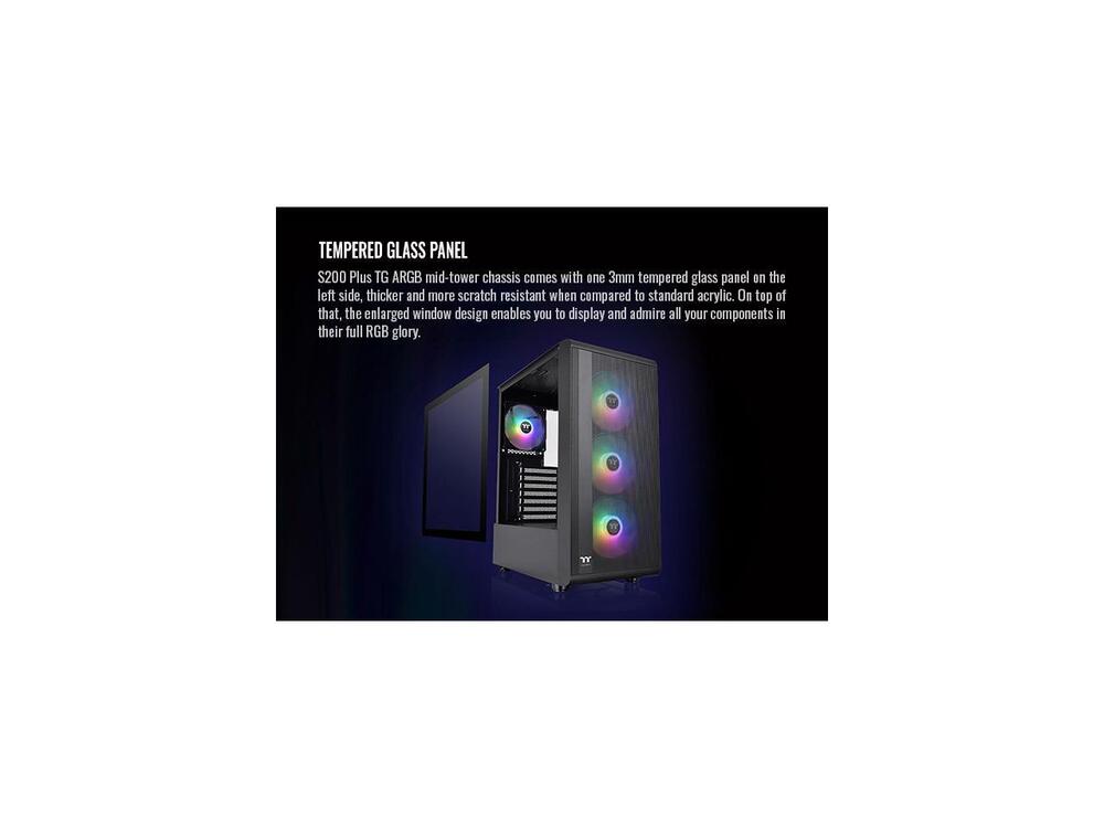 Thermaltake S200 TG ARGB ATX Tempered Glass Mid Tower Gaming Computer Case