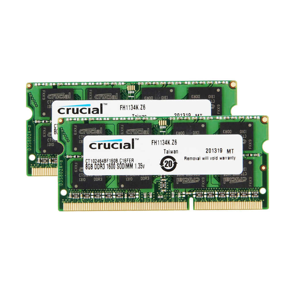 Crucial 16GB (2x8GB) DDR3L 1600MHz SODIMM Laptop RAM Kit