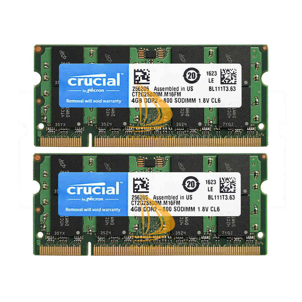 Crucial DDR2-800MHz Laptop Memory RAM (2GB, 4GB, 8GB)