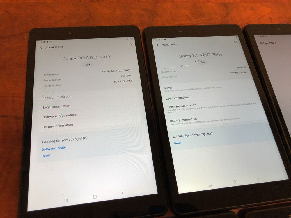 Lot of 5 Samsung Galaxy Tab A SM-T290 (2019) 32GB, Wi-Fi, 8in with Cracked Glass