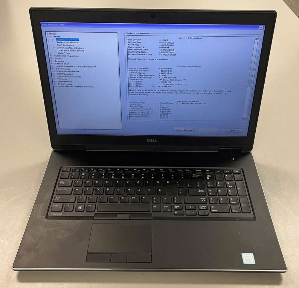 Lot of (2) Dell Precision 7730 17.3" Laptop - Intel i7-8850H, 32GB RAM, Nvidia P3200