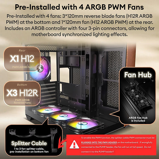 Okinos Mirage 6 ATX Mid Tower PC Case with Tempered Glass and Genuine Walnut Wood Finish, Includes 4 ARGB Fans