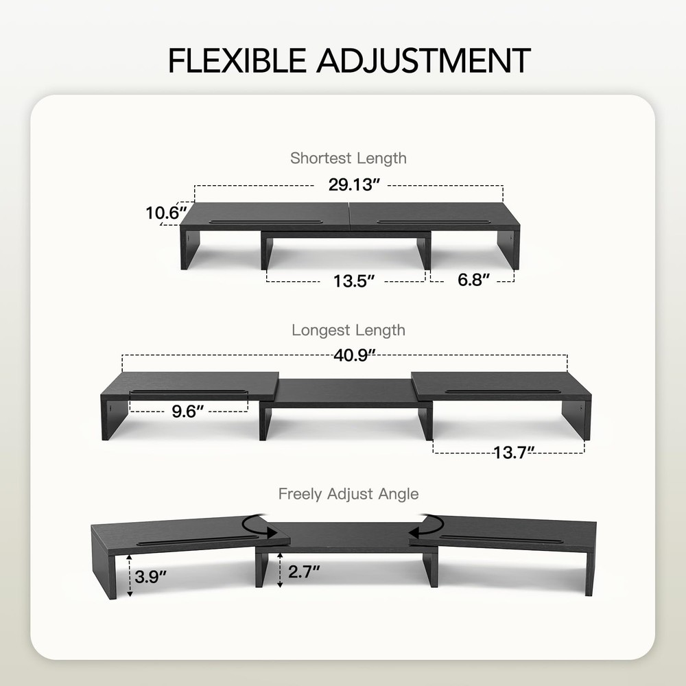Adjustable Dual Monitor Stand Riser with Storage for 2 Monitors
