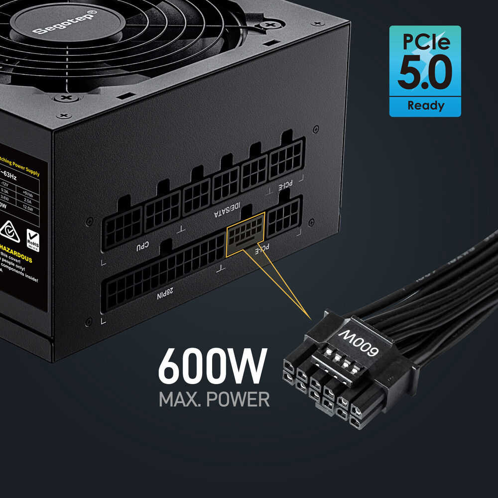 Segotep 850W ATX 3.0 Gaming Power Supply PCIe 5.0 Full Modular 80 Plus Gold PSU