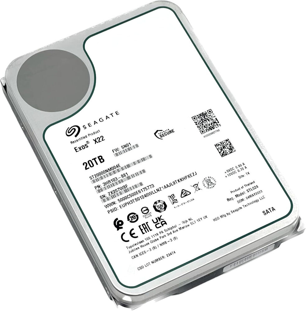 Seagate Exos X22 20TB Enterprise HDD - High-Capacity Storage Solution
