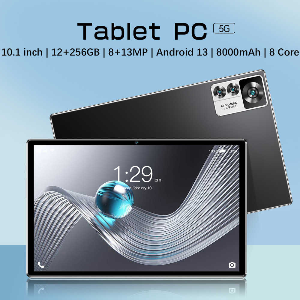 10.1 Inch Android 14 Tablet PC with 12GB RAM, 256GB Storage, Octa-Core Processor, 5G Wi-Fi, and 8000mAh Battery