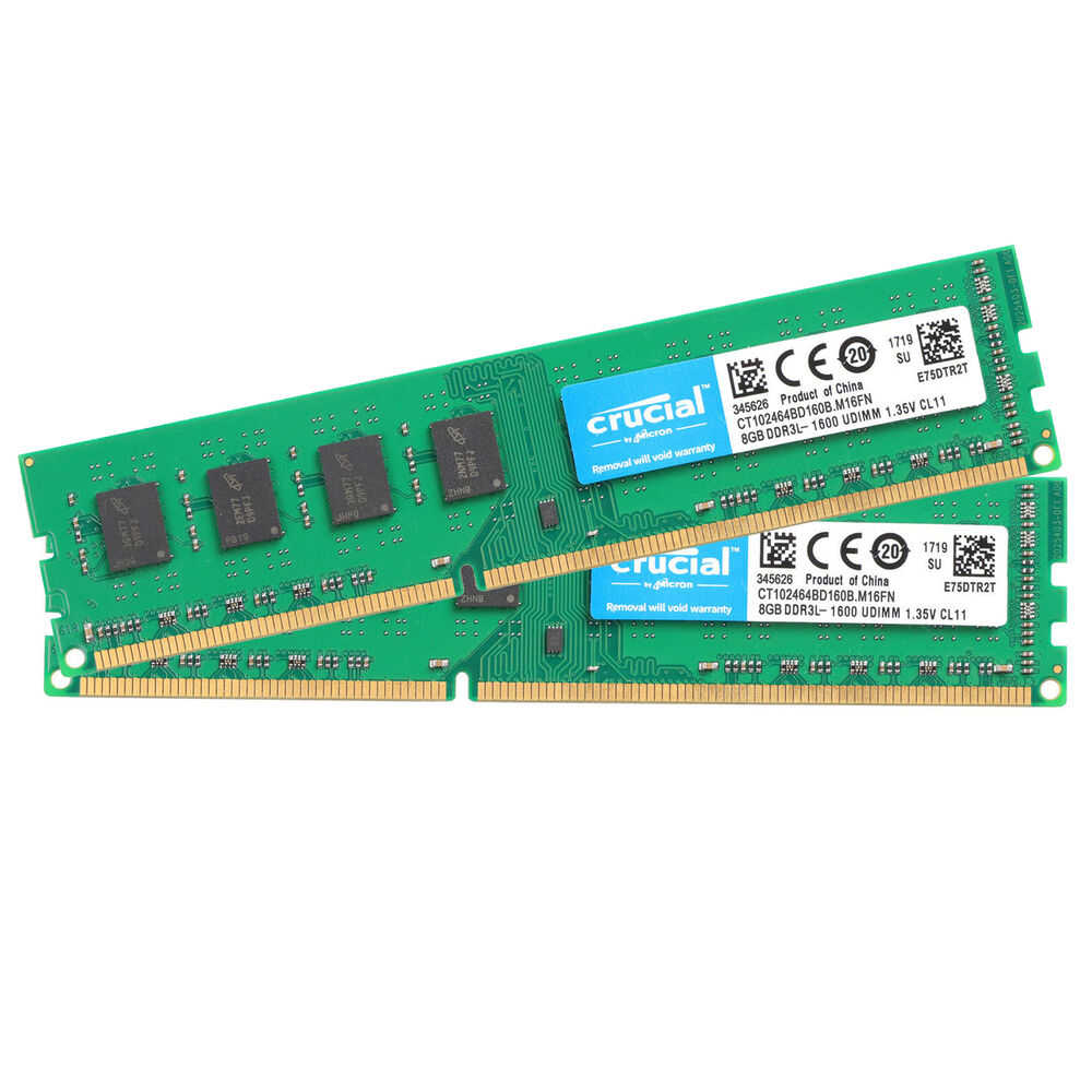 Crucial DDR3L 16GB (2x8GB) PC3L-12800U 1600 MHz Desktop Memory RAM