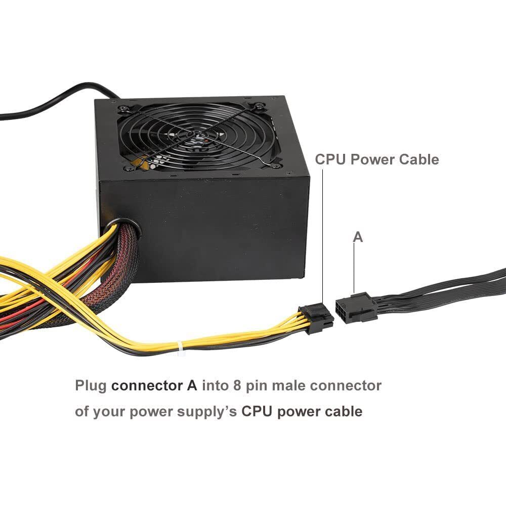 2 Pack EPS12V CPU 8 Pin Female to CPU ATX 8 Pin and ATX 4 Pin Male Power Supply Adapter