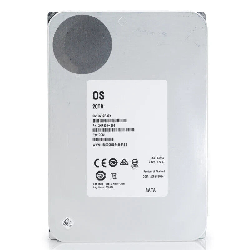 WL OEM 20TB 7.2K RPM SATA 6GB/s 3.5 HDD - Comparable to ST20000NM004E
