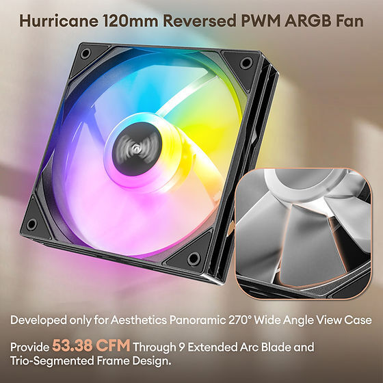 Okinos Mirage 6 ATX Mid Tower PC Case with Tempered Glass and Genuine Walnut Wood Finish, Includes 4 ARGB Fans