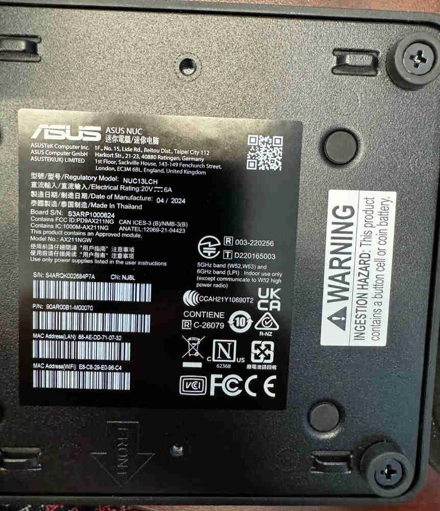 Intel NUC ASUS 13th Gen Tall NUC Case with Mounting Hardware - Brand New