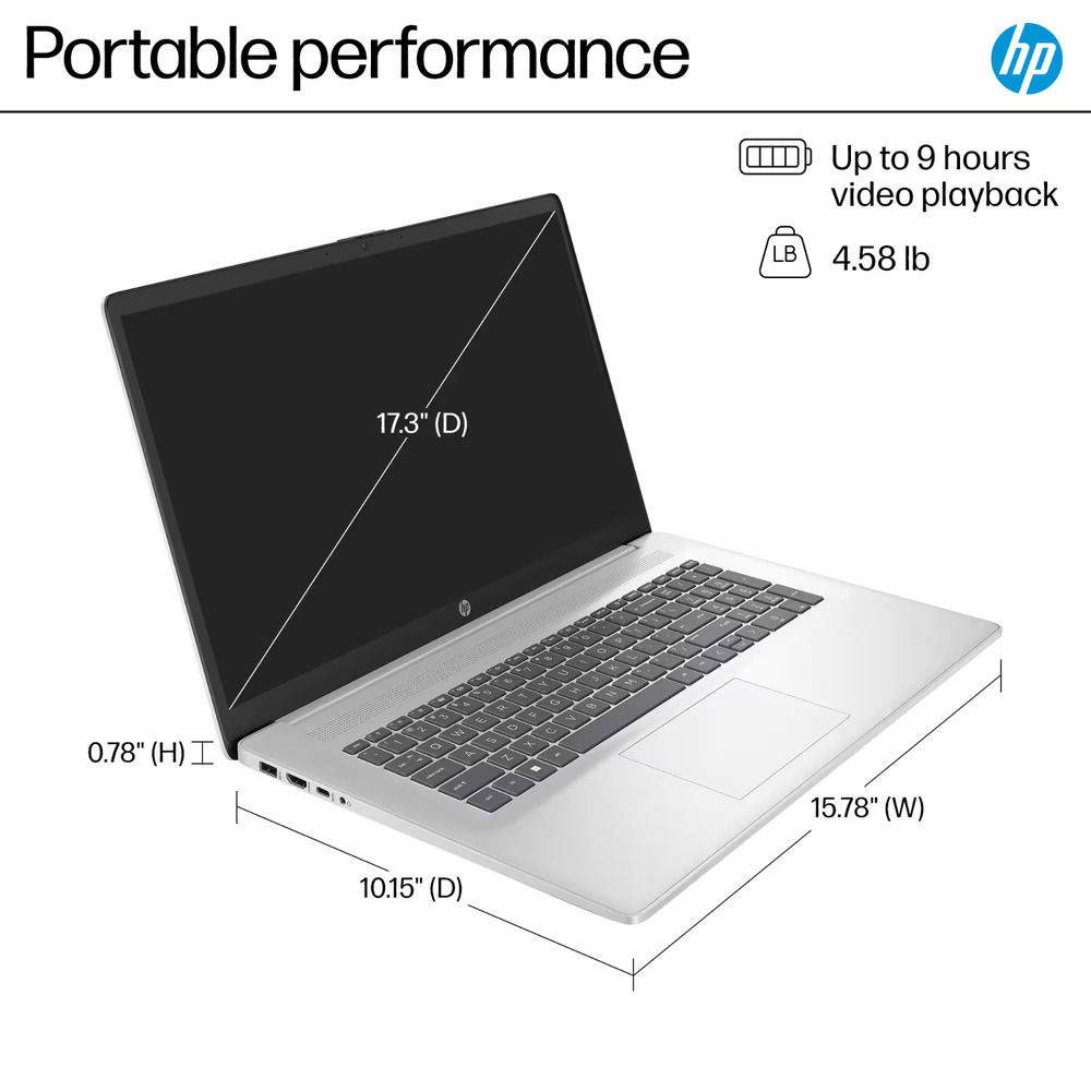 2025 HP Laptop Computer 17.3 FHD with Ryzen 5, Up to 64GB RAM & 2TB SSD, Windows Pro
