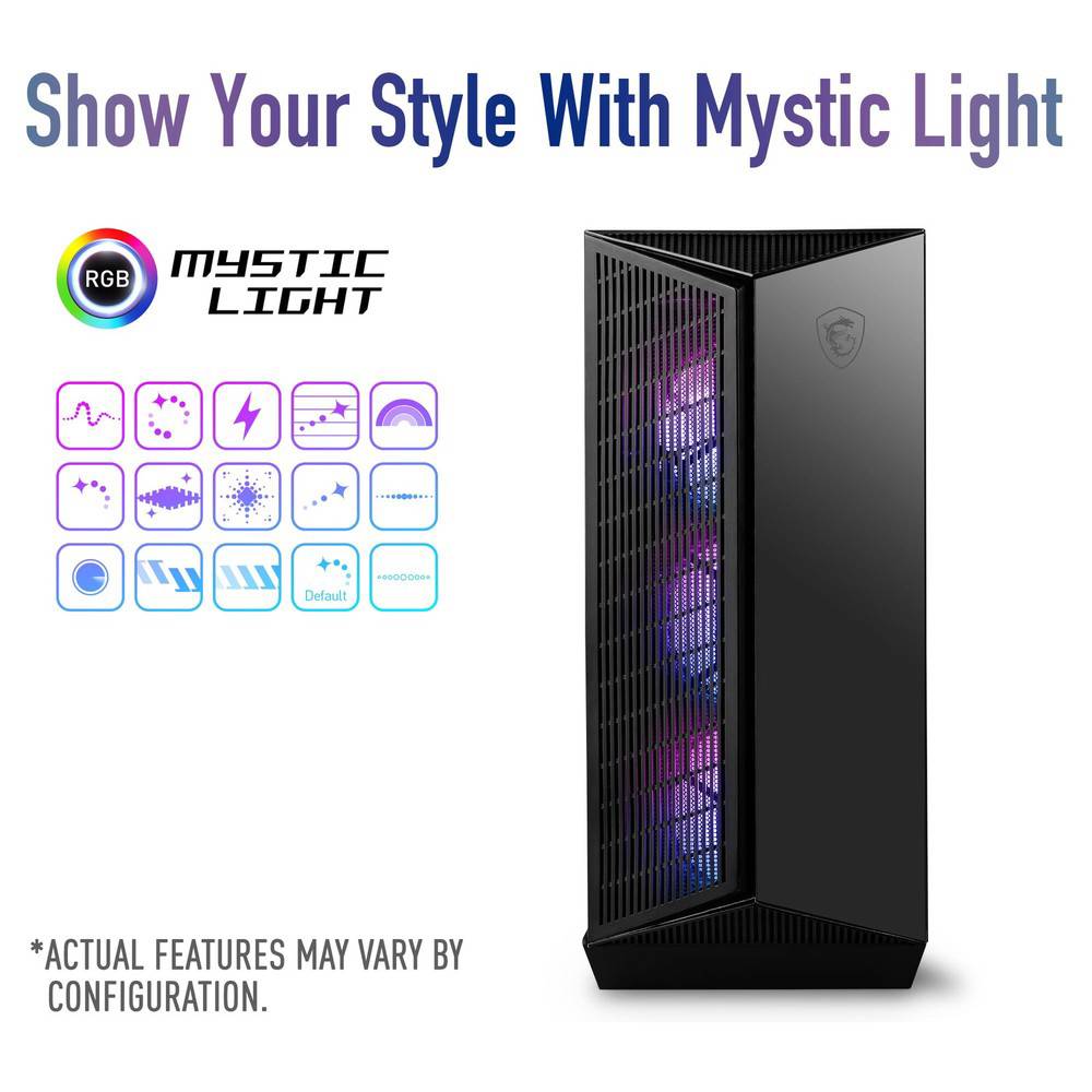 MPG GUNGNIR 111R Mid Tower Gaming PC Case - Black with 4 x 120mm ARGB Fans and USB 3.0