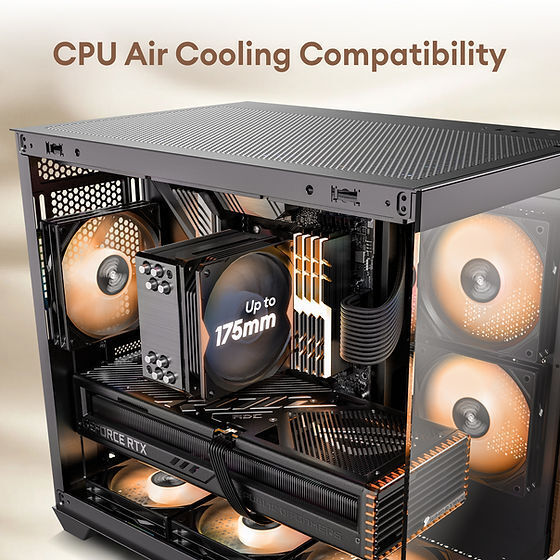 Okinos Mirage 6 ATX Mid Tower PC Case with Tempered Glass and Genuine Walnut Wood Finish, Includes 4 ARGB Fans