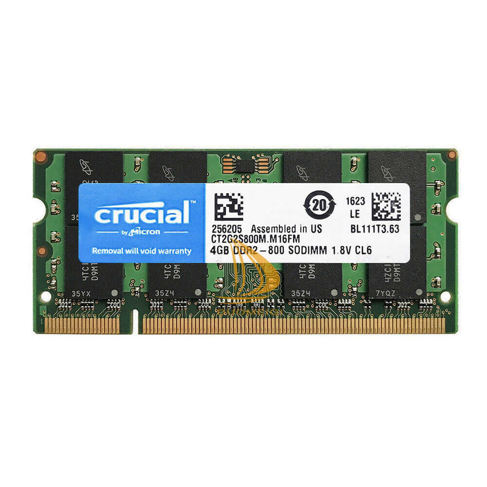 Crucial DDR2-800MHz Laptop Memory RAM (2GB, 4GB, 8GB)