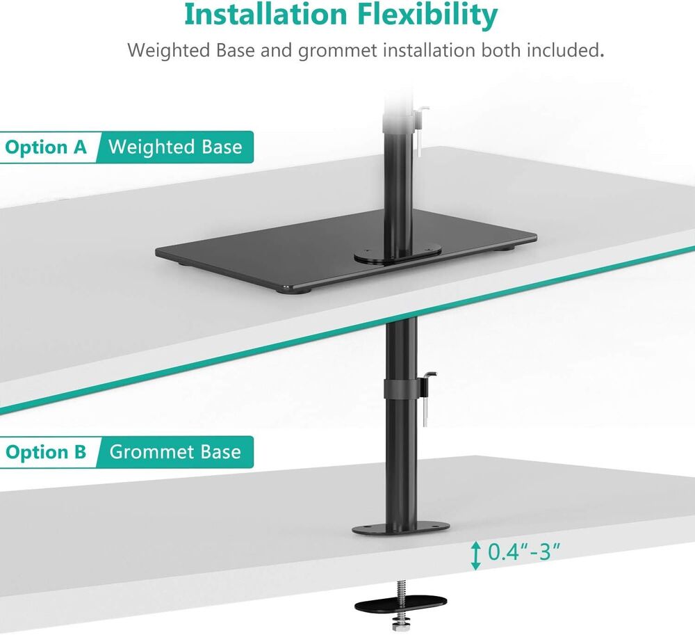 Height Adjustable Free Standing Dual Monitor Stand with Glass Base