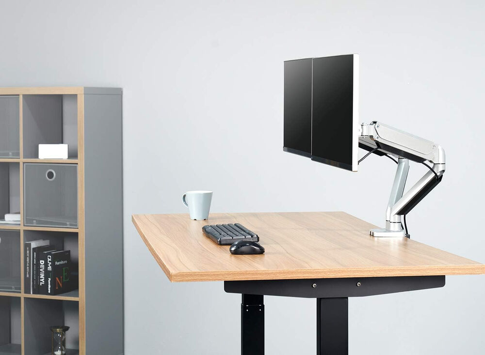 FEZIBO Dual Monitor Mount Stand for 17-32 Inch Screens, Adjustable Height LM30