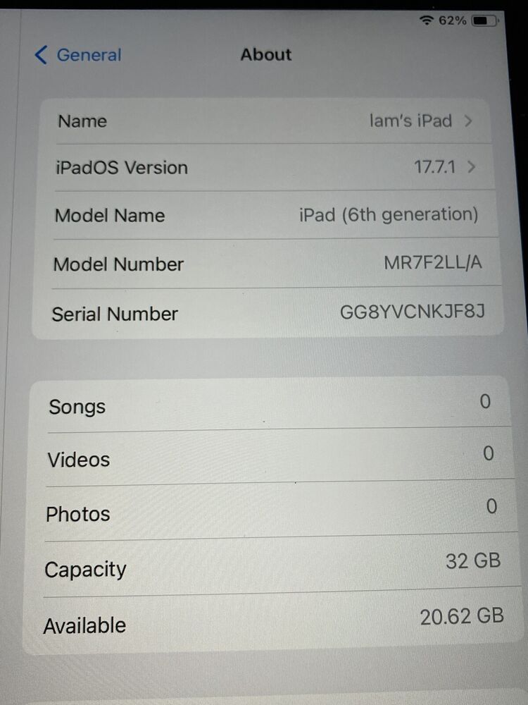 Apple iPad 6th Generation 32GB Space Gray WIFI (Excellent Condition, 90%+ Battery)
