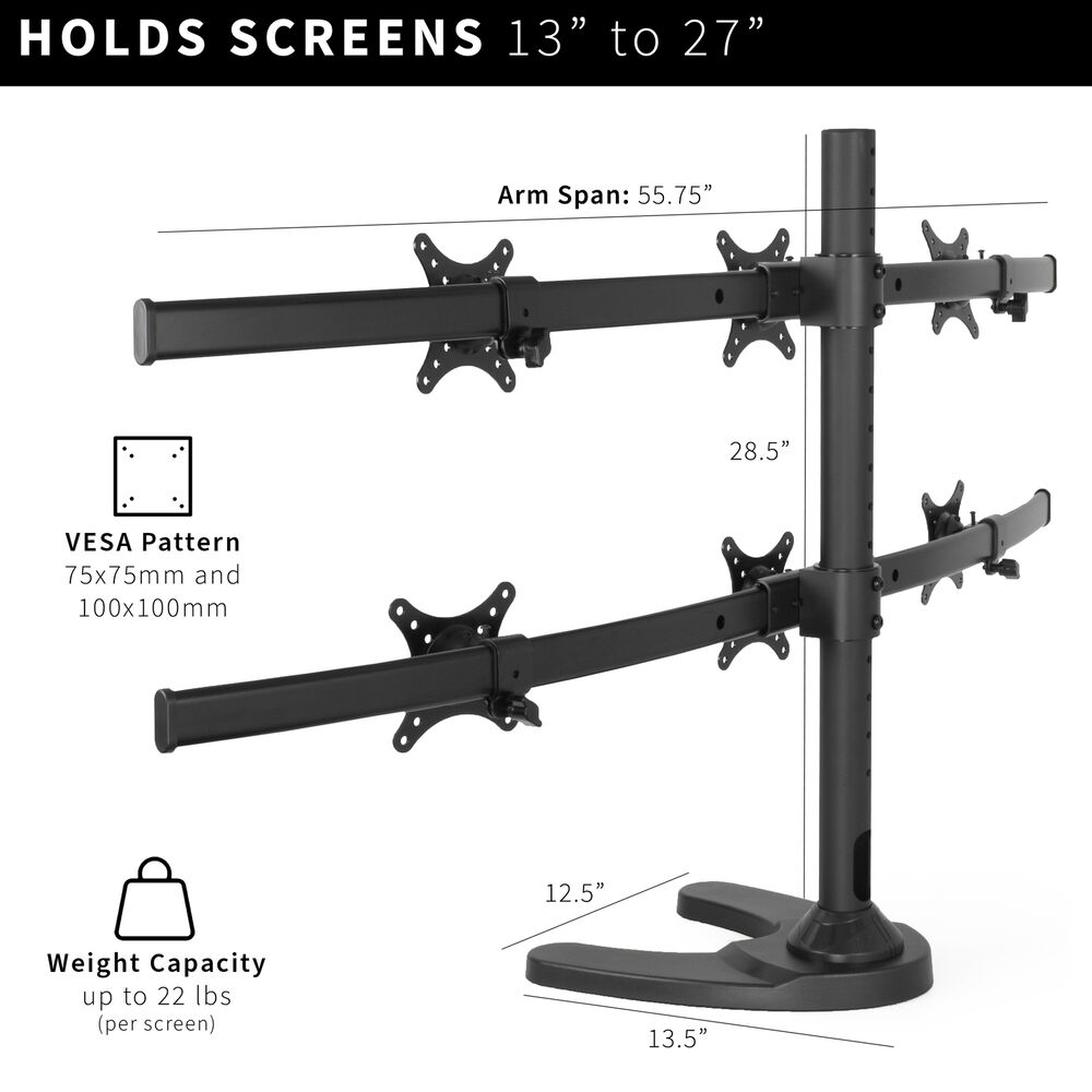 VIVO Hex LCD Monitor Desk Mount Stand Heavy Duty Adjustable for up to 6 Screens (27 inches)